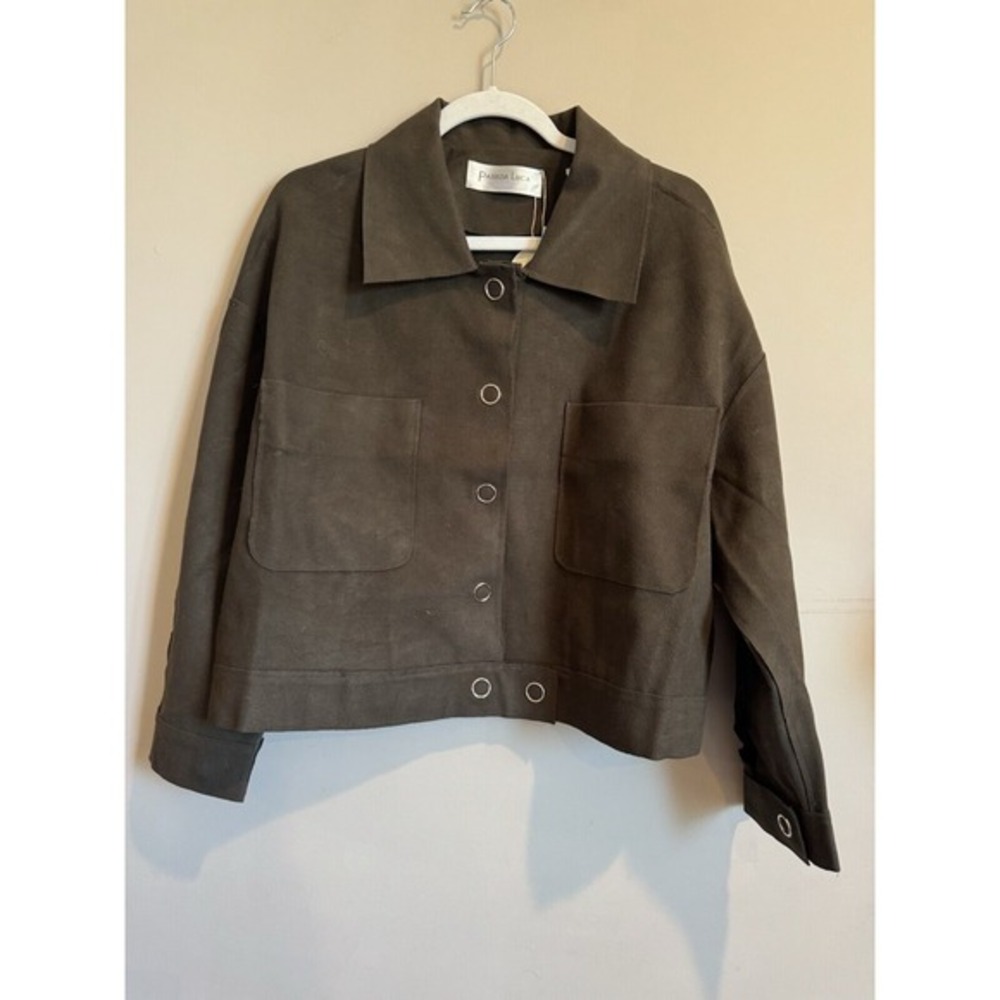 NEW Patrizia Luca‎ Milano Olive Green Faux Suede Jacket Size Large